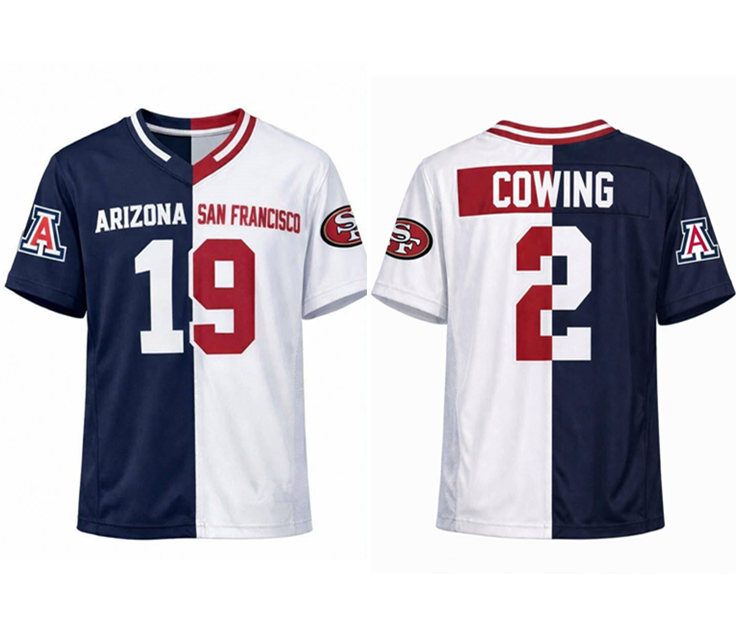 Men's White/Navy San Francisco 49ers Customized Split Stitched Football Jersey